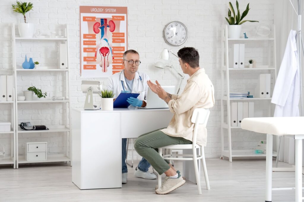 consultatie urologie pacient cu prostatita si doctor urolog