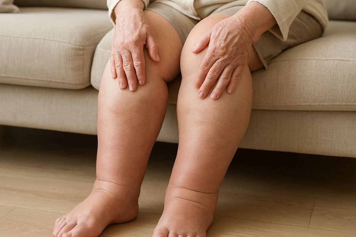 persoana cu picioare umflate